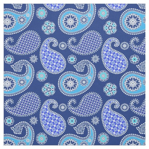 Paisley pattern, cobalt blue and white fabric