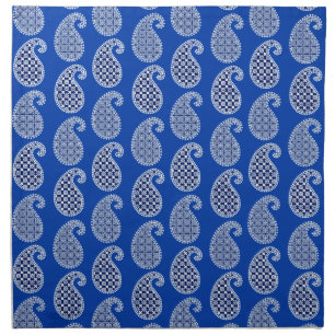 Paisley pattern, cobalt blue and white napkin