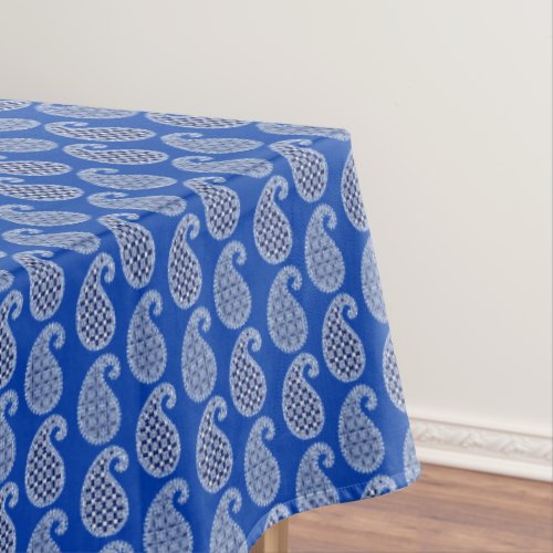 Paisley pattern cobalt blue and white tablecloth