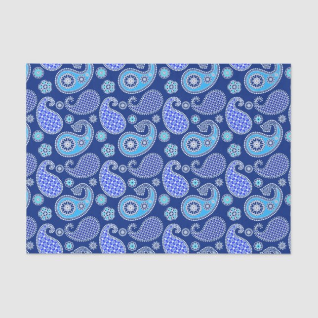 Paisley pattern, cobalt blue and white tissue paper (Front)