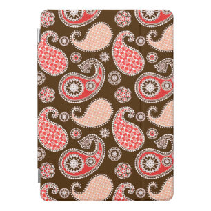 Paisley pattern, coral and chocolate brown iPad mi Pro Cover