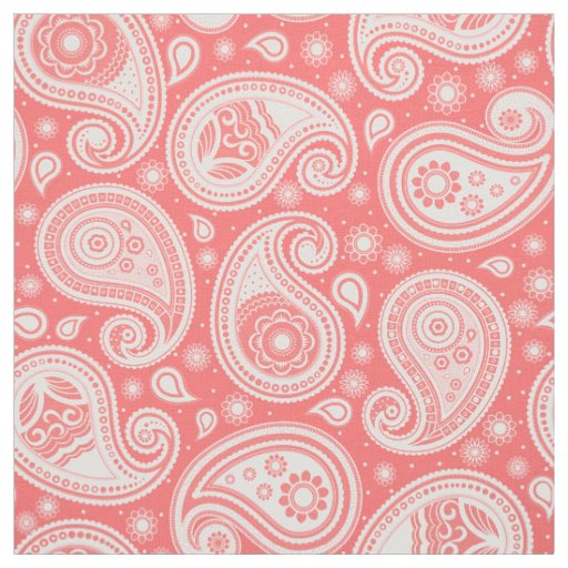Paisley pattern coral pink fabric
