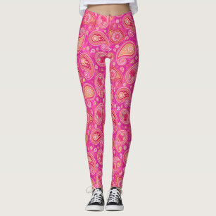 Paisley pattern cute pink elegant yoga pants