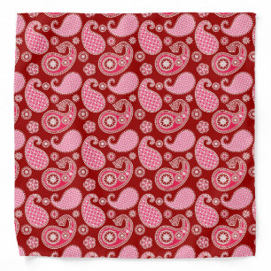 Paisley pattern, Dark Red, Pink and White Bandana