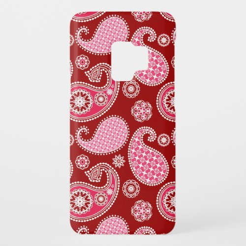 Paisley pattern Dark Red Pink and White Case_Mate Samsung Galaxy S9 Case