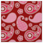 Paisley pattern, Dark Red, Pink and White Fabric