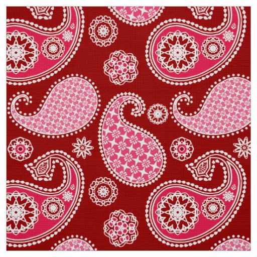 Paisley pattern, Dark Red, Pink and White Fabric