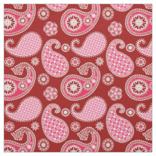 Paisley pattern, Dark Red, Pink and White Fabric