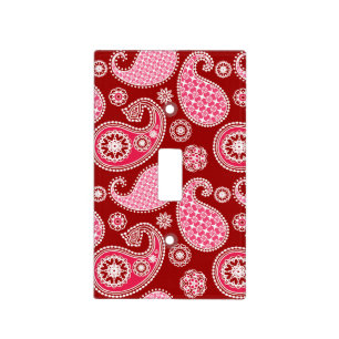 Paisley pattern, Dark Red, Pink and White Light Switch Cover