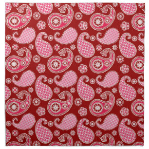 Paisley pattern, Dark Red, Pink and White Napkin