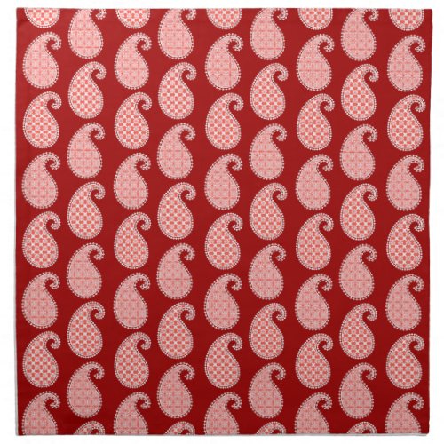 Paisley pattern deep red and white cloth napkin