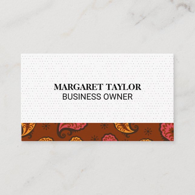 Paisley Pattern | Dot Pattern Business Card (Front)