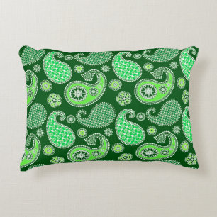 Paisley pattern, Emerald and Jade Green Accent Pillow