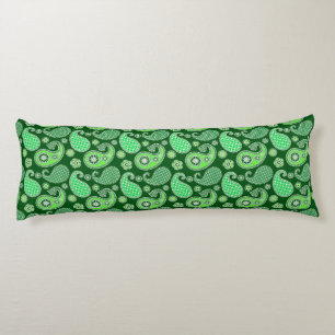 Paisley pattern, Emerald and Jade Green Body Pillow
