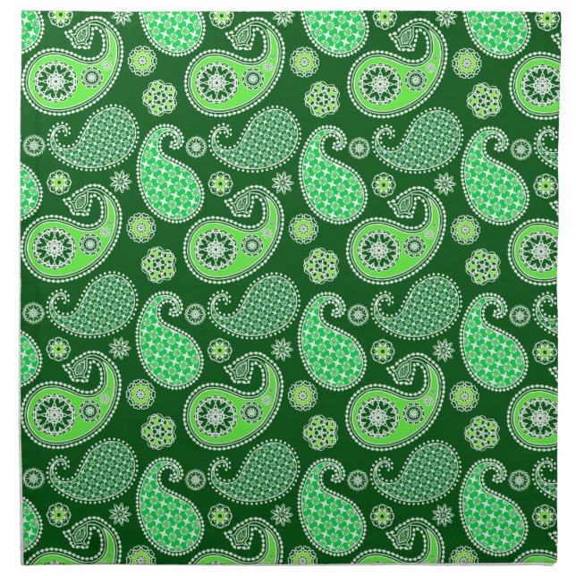 Paisley pattern, Emerald and Jade Green Cloth Napkin (Front)