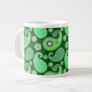 Paisley pattern, Emerald and Jade Green Large Coffee Mug