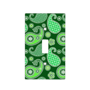 Paisley pattern, Emerald and Jade Green Light Switch Cover