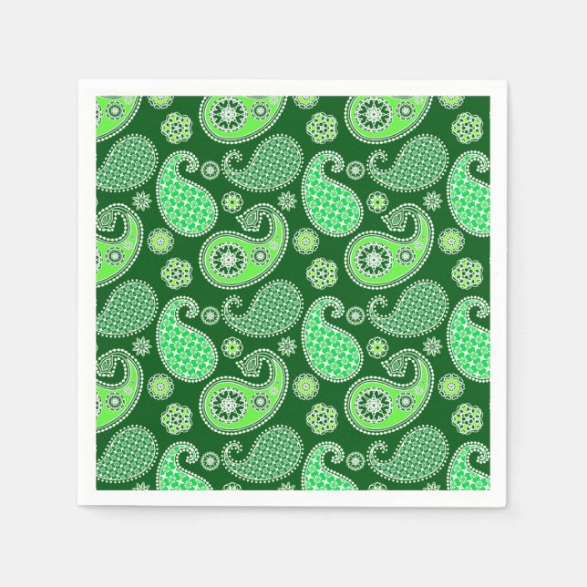 Paisley pattern, Emerald and Jade Green Napkins (Front)