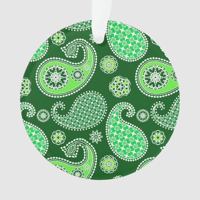 Paisley pattern, Emerald and Jade Green Ornament (Front)
