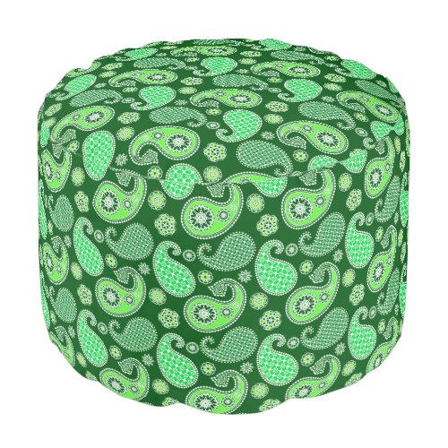 Paisley pattern Emerald and Jade Green Pouf