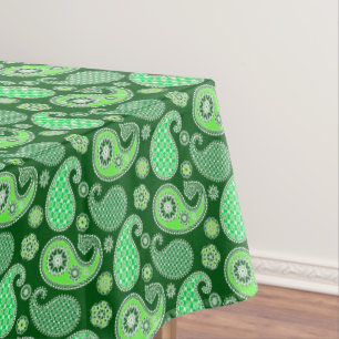Paisley pattern, Emerald and Jade Green Tablecloth