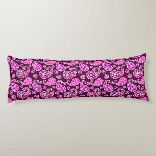 Paisley pattern fuchsia pink purple and white body pillow