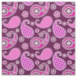 Paisley pattern, fuchsia pink, purple and white fabric