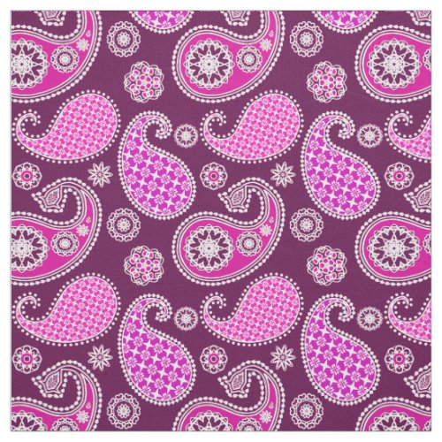 Paisley pattern fuchsia pink purple and white fabric