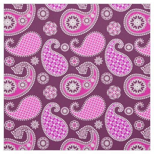 Paisley pattern, fuchsia pink, purple and white fabric