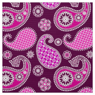 Paisley pattern, fuchsia pink, purple and white fabric