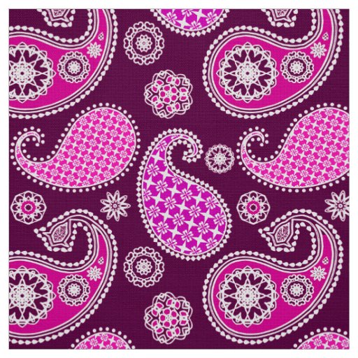 Paisley pattern, fuchsia pink, purple and white fabric
