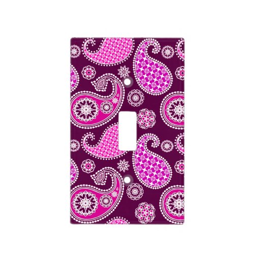Paisley pattern fuchsia pink purple and white light switch cover