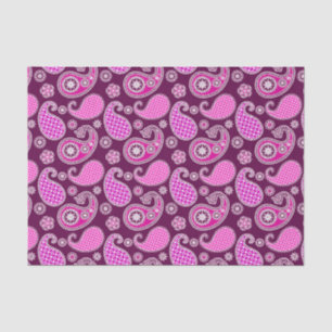 Paisley pattern, fuchsia pink, purple and white tissue paper