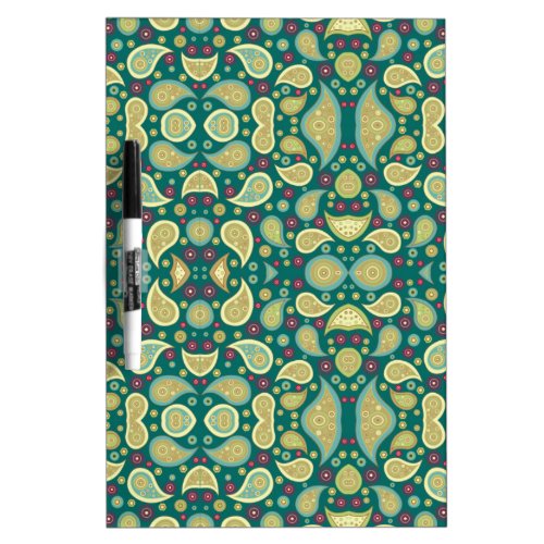 Paisley Pattern Girly Green Retro Floral Swirl Dry_Erase Board