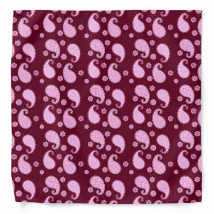 Paisley pattern, ice pink and burgundy bandana