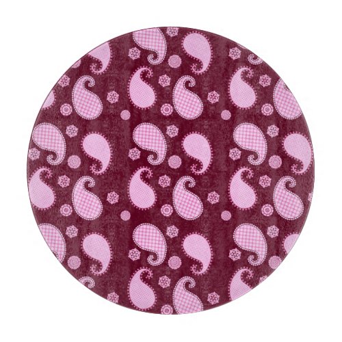 Paisley pattern ice pink and burgundy cutting board