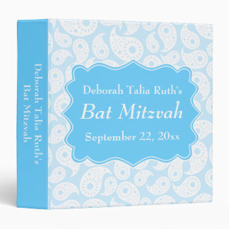 Paisley Pattern in Blue, Bat Mitzvah Binder