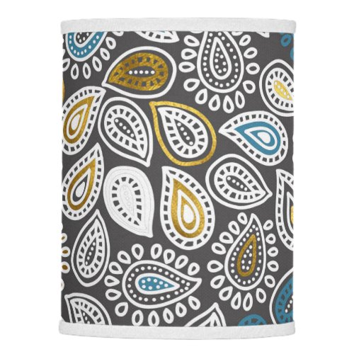 Paisley pattern in white grey gold and turquoise lamp shade
