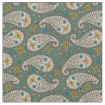 Paisley Pattern in Yellow Peacock Blue Sage Green Fabric