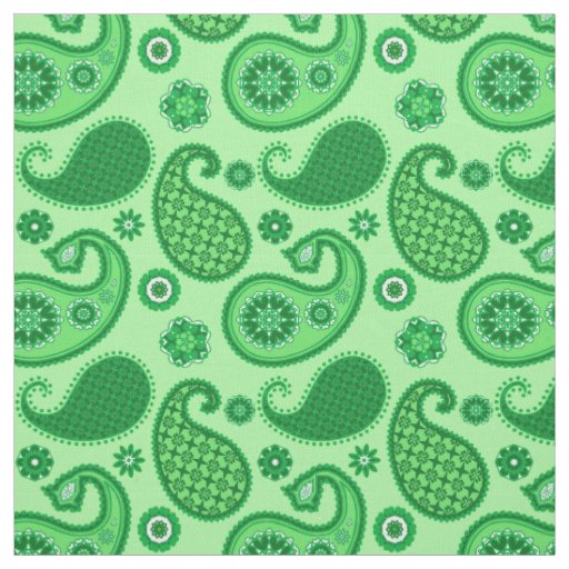 Paisley Pattern, Jade and Emerald Green Fabric