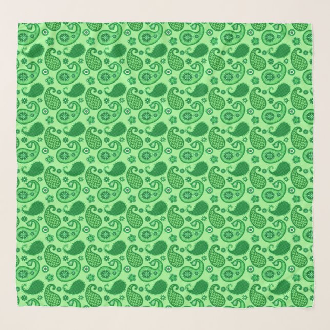 Paisley Pattern, Jade and Emerald Green Scarf (Front)