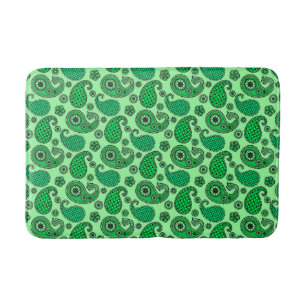 Paisley pattern, jade and mint green bathroom mat