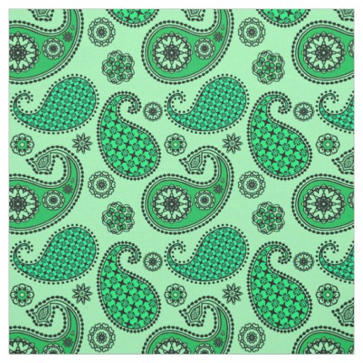Paisley pattern, jade and mint green fabric