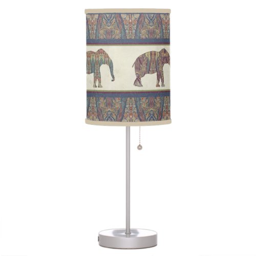Paisley Pattern Kashmir BOHO Vintage Elephant Art Table Lamp