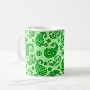 Paisley Pattern, Lime and Emerald Green Coffee Mug