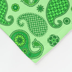 Paisley Pattern, Lime and Emerald Green Fleece Bla Blanket