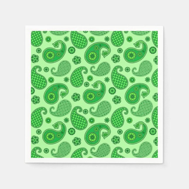 Paisley Pattern, Lime and Emerald Green  Napkins (Front)