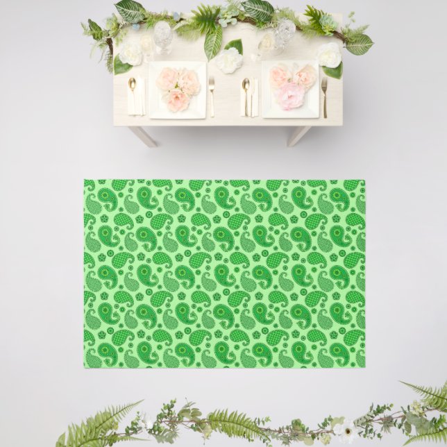Paisley Pattern, Lime and Emerald Green Outdoor Rug (Insitu (Wedding 2))
