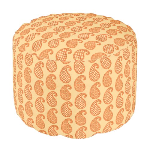 Paisley pattern mandarin and pastel orange pouf