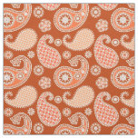 Paisley pattern, Mandarin Orange and White Fabric